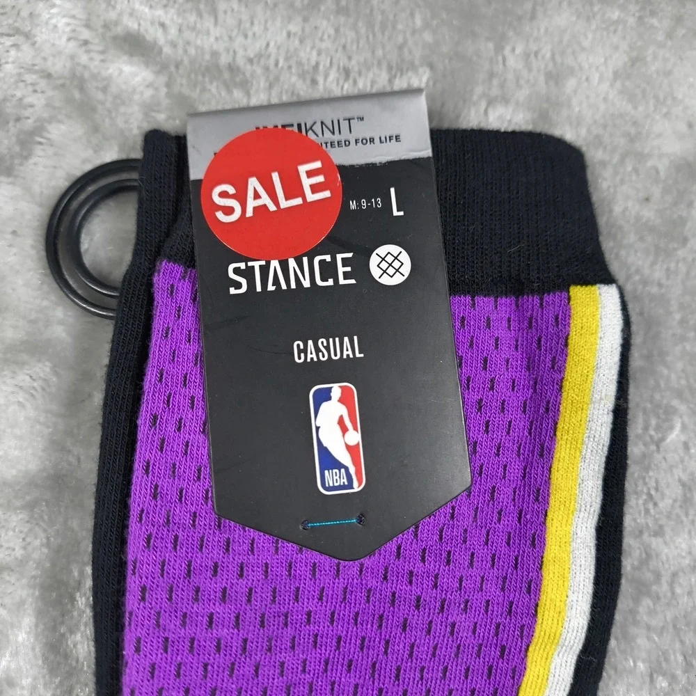 Los Angeles Lakers Socks Mens Large Black Stance Shortcut 2 Basketball NBA New